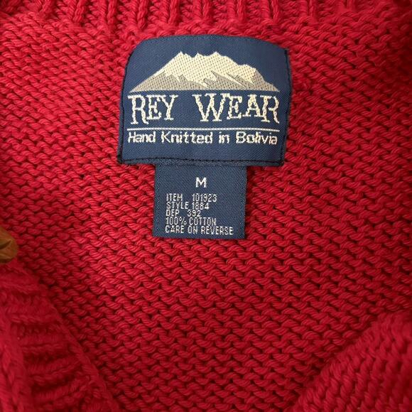 Ray Wear Christmas Sweater Cardigan Snowflake Hand Knit Women’s Sz M Cotton - Picture 11 of 12